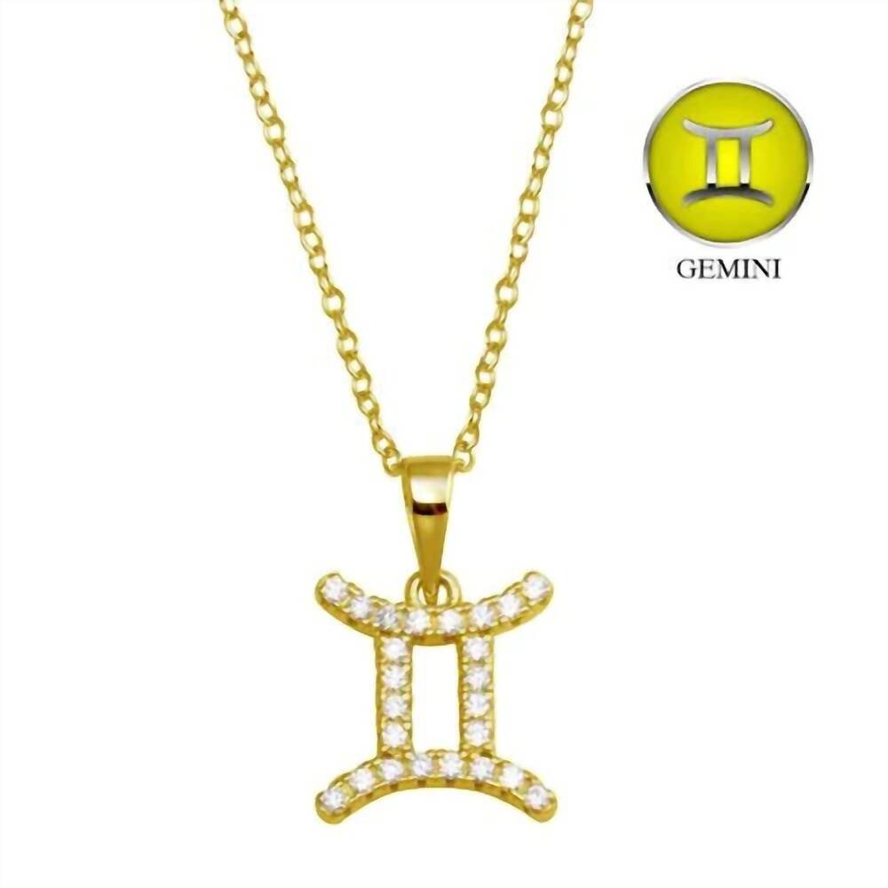 NEW STARLETTE women's gemini necklace with sparkling cz stones in gold